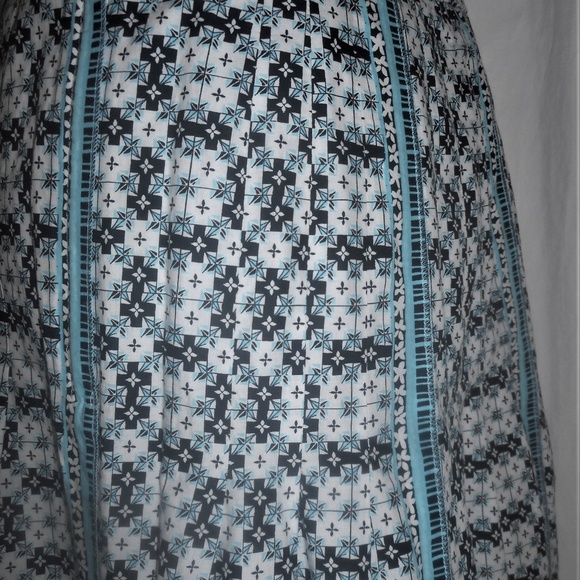 Ann Taylor Loft Blue Print Cotton A-Line Skirt 2 - Picture 4 of 5